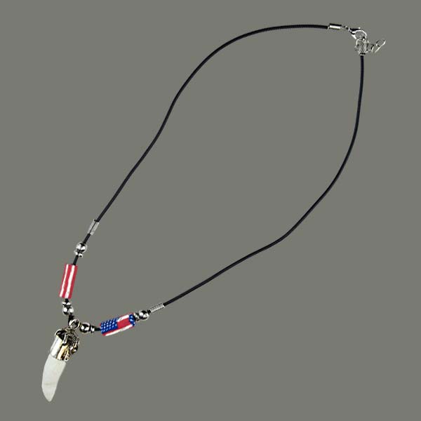 Alligator Tooth Necklace with American Flag Beads